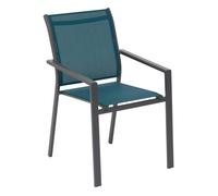 Fauteuil de jardin empilable ""Essentia"" bleu canard & graphite en aluminium traité epoxy - Hespéride