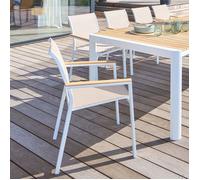 Fauteuil repas Essentia accoudoirs bois lin/blanc Hespéride - Lin