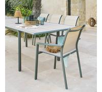 Fauteuil de jardin empilable ESSENTIA Lin / Vert laurier Aluminium traité époxy, Texaline Hespéride