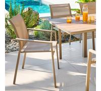 Fauteuil de jardin empilable ESSENTIA Noisette / Café Aluminium traité époxy, Texaline Hespéride