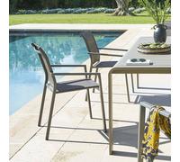 Fauteuil de jardin empilable ESSENTIA Wengé / Praline Aluminium traité époxy, Texaline Hespéride