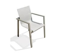 Fauteuil de jardin empilable MIAMI en textilène gris et aluminium kaki DCB Garden