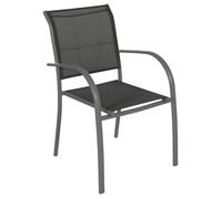 Fauteuil de jardin empilable ""Piazza"" anthracite & graphite aluminium traité époxy - Hespéride