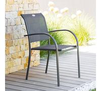 Fauteuil de jardin empilable PIAZZA Anthracite Graphite Aluminium traité époxy, Texaline Hespéride
