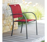Fauteuil de jardin empilable PIAZZA Grenade Graphite Aluminium traité époxy, Texaline Hespéride