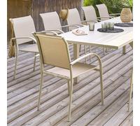 Fauteuil de jardin empilable PIAZZA Lin Argile Aluminium traité époxy, Texaline Hespéride