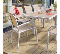 Fauteuil de jardin empilable PIAZZA Lin Blanc Aluminium traité époxy, Texaline Hespéride