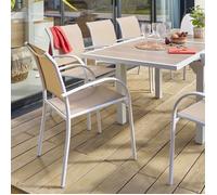 Fauteuil de jardin empilable ""Piazza"" lin & blanc en aluminium traité époxy - Hespéride