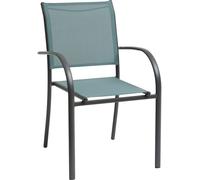 Fauteuil de jardin empilable PIAZZA Vert jade Graphite Aluminium traité époxy, Texaline Hespéride