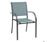 Fauteuil de jardin empilable ""Piazza"" vert jade & graphite en aluminium traité époxy - Hespéride - Vert jade