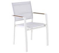 Fauteuil empilable - GAMES - Aluminium époxy crème - Toile TPEP - Accoudoirs Heat look chêne