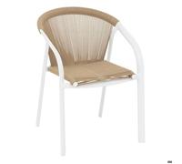 Fauteuil de jardin empilable ""Riu"" miel & blanc en aluminium traité en epoxy - Hespéride
