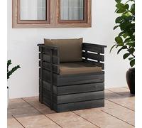 Fauteuil de Jardin en Bois de Pin avec Coussins Doux, Canapé d'Extérieur Modulaire pour Terrasse et Salon, Confortable Siège de Pallet avec Rembourrage Épais, Design Rustique et Durable