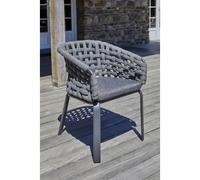 Fauteuil de jardin CAMARGUE en corde tissée et aluminium gris anthracite DCB Garden