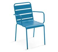Fauteuil de jardin en métal bleu pacific Palavas, Oviala