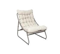 DOLCI - Fauteuil de Jardin en Métal et Textilène Beige avec Coussin