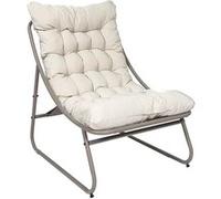 DOLCI - Fauteuil de Jardin en Métal et Textilène Beige avec Coussin