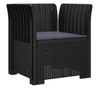 Fauteuil de jardin en polypropylène aspect rotin avec coussin | Structure en polypropylène imitation rotin, résistant à l'eau et aux UV, coussin inclus, montage entre deux personnes