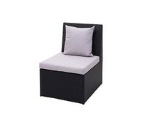 Fauteuil de jardin en polyrotin HWC-G16, gastronomie noir, coussin gris clair