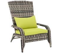 Fauteuil de jardin en rotin Outsunny, fauteuil d'extérieur Adirondack avec accoudoirs et coussins rembourrés, gris, 65x80x90cm