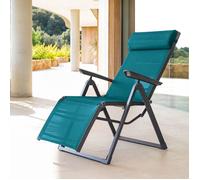 Fauteuil de jardin inclinable ""Decima"" bleu canard & graphite 8 positions en aluminium traité époxy - Hespéride
