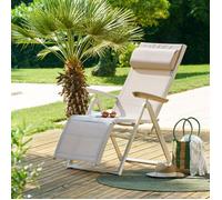 Fauteuil de jardin inclinable ""Decima"" lin & argile 8 positions en aluminium et texaline - Hespéride