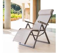 Fauteuil de jardin inclinable ""Decima"" noisette & praline 8 positions en aluminium traité époxy - Hespéride