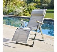 Fauteuil de jardin inclinable ""Decima"" vert olive & vert laurier 8 positions en aluminium et texaline - Hespéride