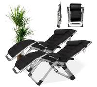 Fauteuil de jardin inclinable pliable avec porte-boisson, respirant, zéro gravité, chaise longue pour intérieur/extérieur, coussin gris