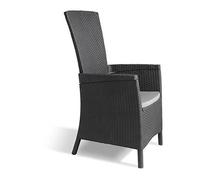 Fauteuil de jardin - KETER - Vermont - Résine imitation rotin tressé - Gris graphite - Dossier inclinable - 64 x 68 x 107 cm
