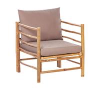 Fauteuil de Jardin Moderne Rustique en Bambou avec Dossier et Coussins Extérieur