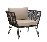 Bloomingville Fauteuil de jardin Mundo noir lxHxP 87x72x74cm/coussin uni beige