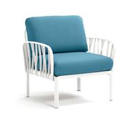 NARDI fauteuil pour l'extérieur KOMODO (Blanc / Adriatic - Polypropylène fibre de verre et tissu Sunbrella)