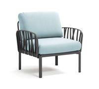 NARDI fauteuil pour l'extérieur KOMODO (Anthracite / Glace - Polypropylène fibre de verre et tissu Sunbrella)
