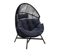 Fauteuil de jardin oeuf sur pied en rotin synthétique 142 cm noir - Oviala
