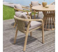 Hespéride – Fauteuil de jardin Papouasie – Coussins déperlants, déhoussables – Taupe et acacia