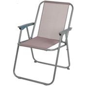 Fauteuil de jardin pliable en métal et textilène taupe 53x55x75cm