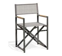 DCB Garden Fauteuil de jardin Honfleur – Pliant aluminium Textilène – Gris anthracite