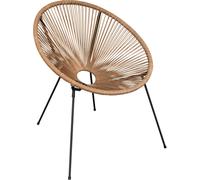 Fauteuil de jardin Rebecca Mobili Batikh 80x70x76 Acier PE Beige Noir Vintage