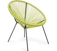 Fauteuil de jardin Rebecca Mobili Nakhla 80x70x76 Acier PE Jaune Noir Vintage