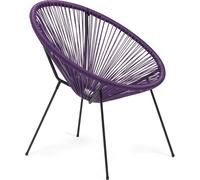 Fauteuil de jardin Rebecca Mobili Papatya 80x70x76 Acier PE Violet Noir Vintage