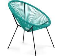 Fauteuil de jardin Rebecca Mobili Trillium 80x70x76 Acier PE Turquoise Noir Vintage