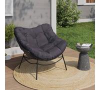 IDMarket - Fauteuil de Jardin Relax LOA Effet rotin Gris et Coussin Gris