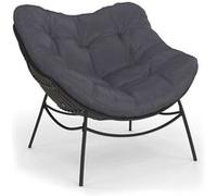IDMarket – Fauteuil de jardin Relax LOA – Effet rotin gris, coussin gris