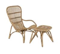 Fauteuil de Jardin & Repose-Pieds Ella 98cm Naturel