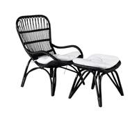 Fauteuil de Jardin & Repose-Pieds Ella 98cm Noir