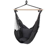 Fauteuil de jardin suspendu extérieur Siège suspendu anthracite gris Fauteuil extérieur Fauteuil suspendu avec deux coussins, largeur x hauteur x profondeur 90 x 120 x 60 cm
