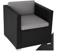 Fauteuil de jardin - TECTAKE - Assise de jardin en rotin LIGNANO avec coussin, résistant aux rayons UV 70 x 69 x 65 cm - Noir