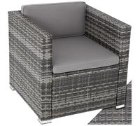 Fauteuil de jardin - TECTAKE - Assise de jardin en rotin LIGNANO avec coussin, résistant aux rayons UV 70 x 69 x 65 cm - Gris