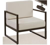 Fauteuil de jardin - TECTAKE - Chaise COMOSA pour jardin, house amovible et déperlante, structure en acier revêtu - Beige